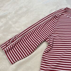 Blair Large Red and White Stripes 3/4 Sleeve Cotton Top Preworn